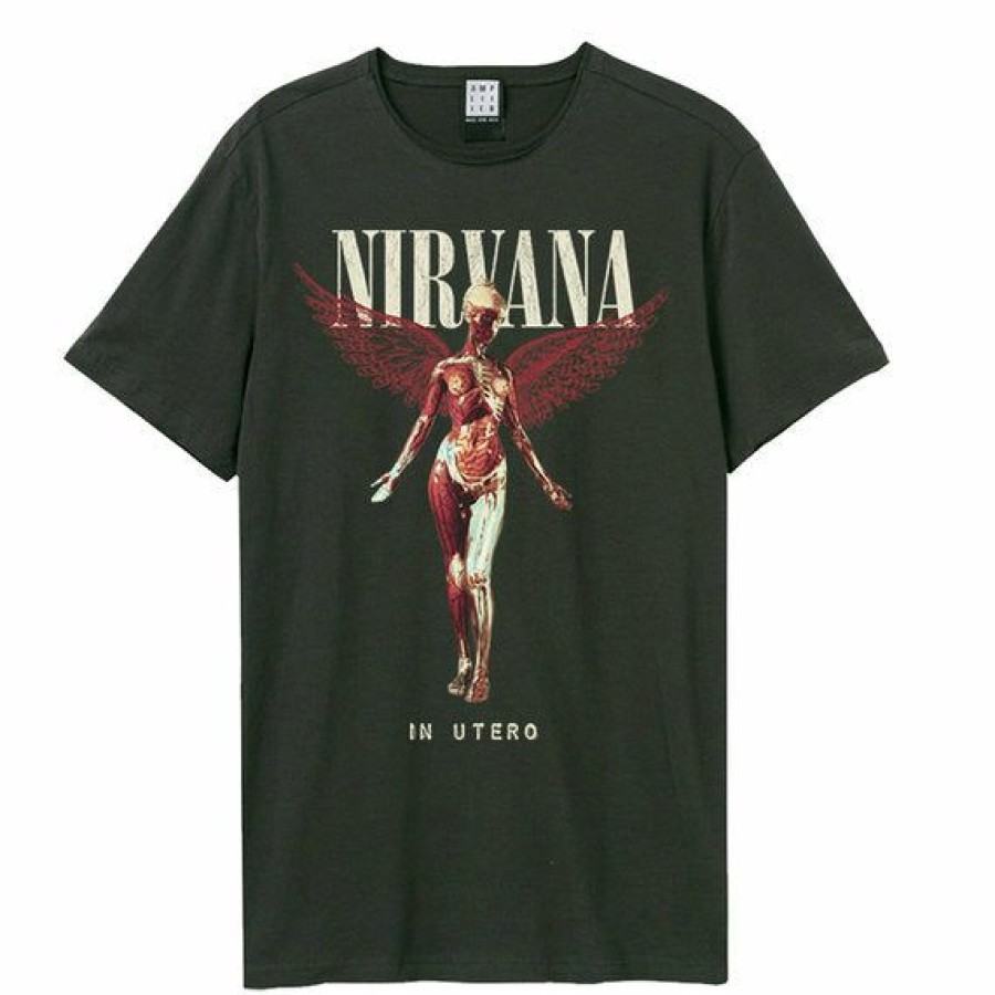 Men'S T-Shirts * | Online Discount Nirvana T-Shirt In Utero, Charcoal