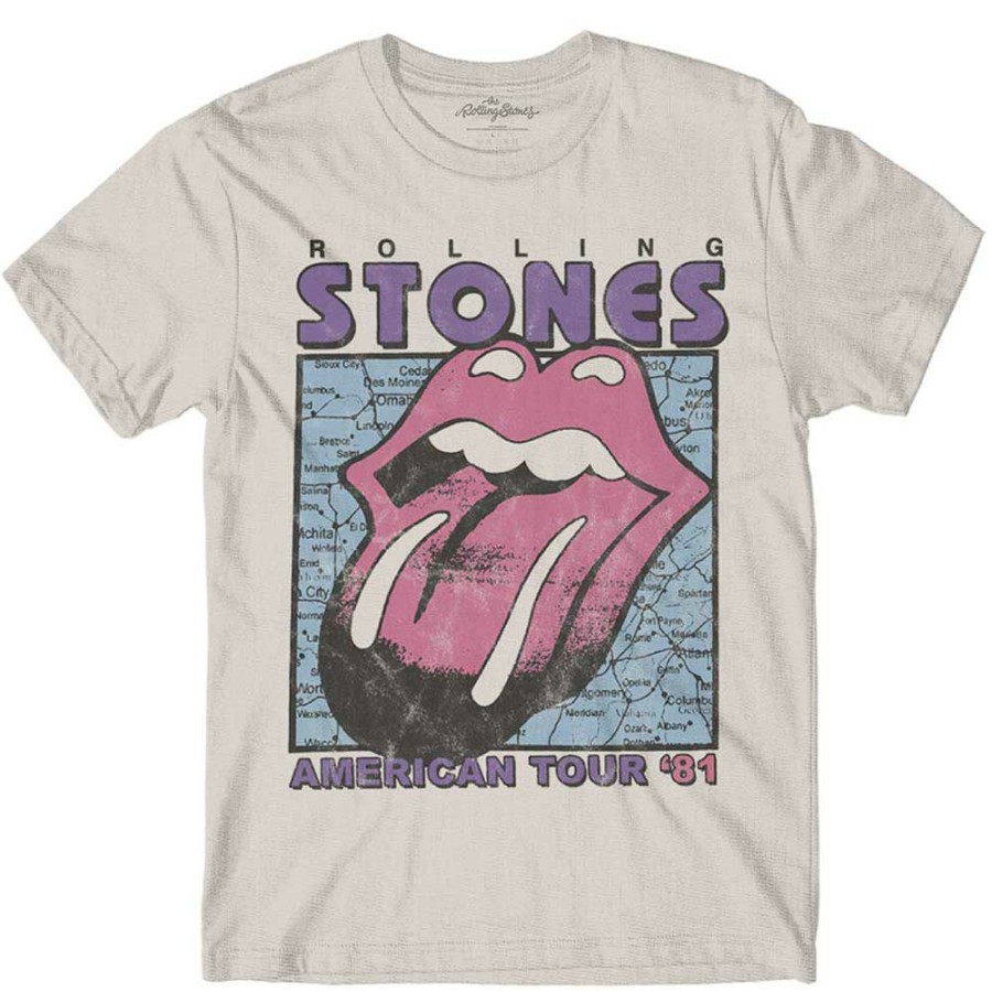 Men'S T-Shirts * | Online Discount Rolling Stones T-Shirt American Tour Map