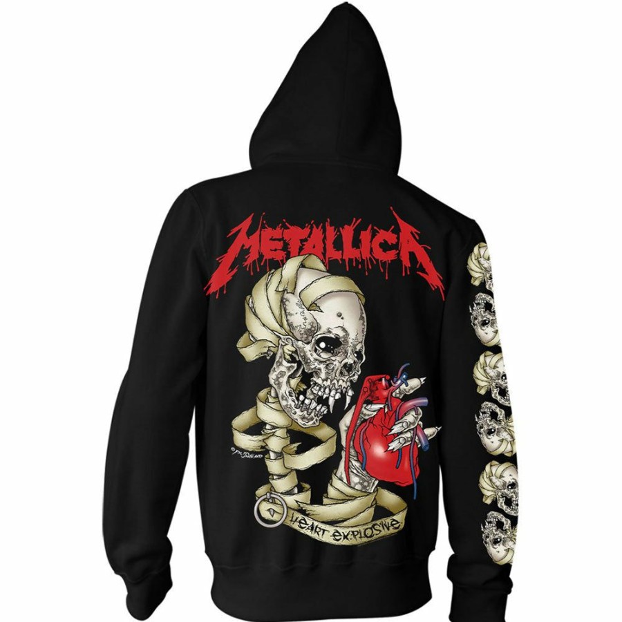 Men'S T-Shirts * | Clearance Sale Metallica Unisex Zipped Hoodie Heart Explosive