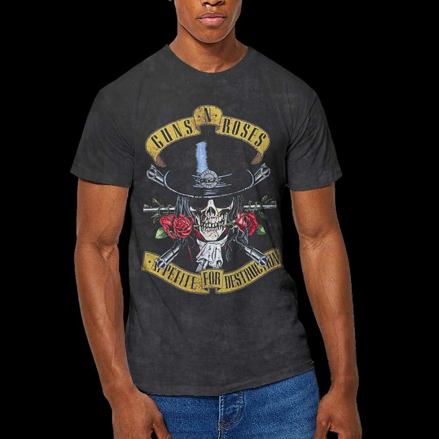 Men'S T-Shirts * | Fashion Guns N' Roses Burn Out T-Shirt Appetite ( Dip Dye)