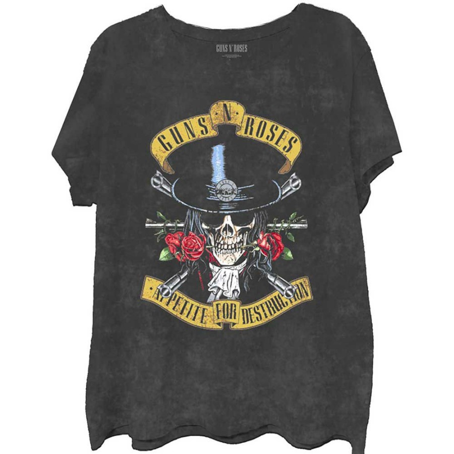 Men'S T-Shirts * | Fashion Guns N' Roses Burn Out T-Shirt Appetite ( Dip Dye)