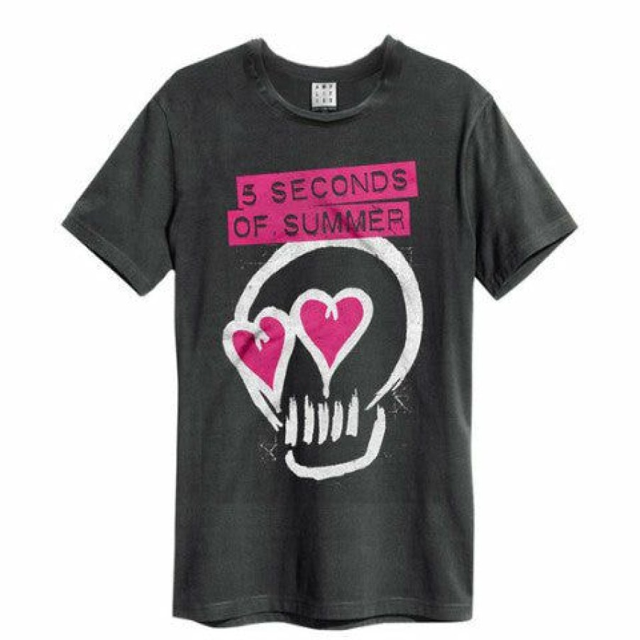 Men'S T-Shirts * | Fashion 5 Seconds Of Summer T Shirt Pink Heart Skull