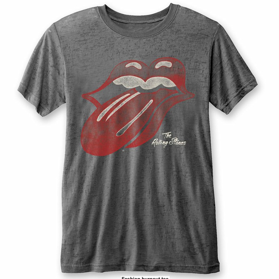 Men'S T-Shirts * | Cut Price The Rolling Stones T-Shirt Vintage Tongue, Burn Out Tee