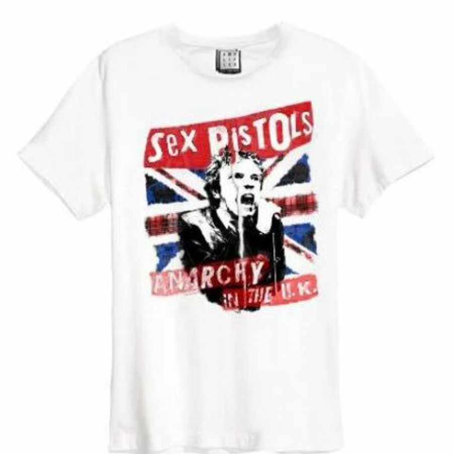 Men'S T-Shirts * | Clearance Sale Sex Pistols T Shirt Anarchy In The Uk, White