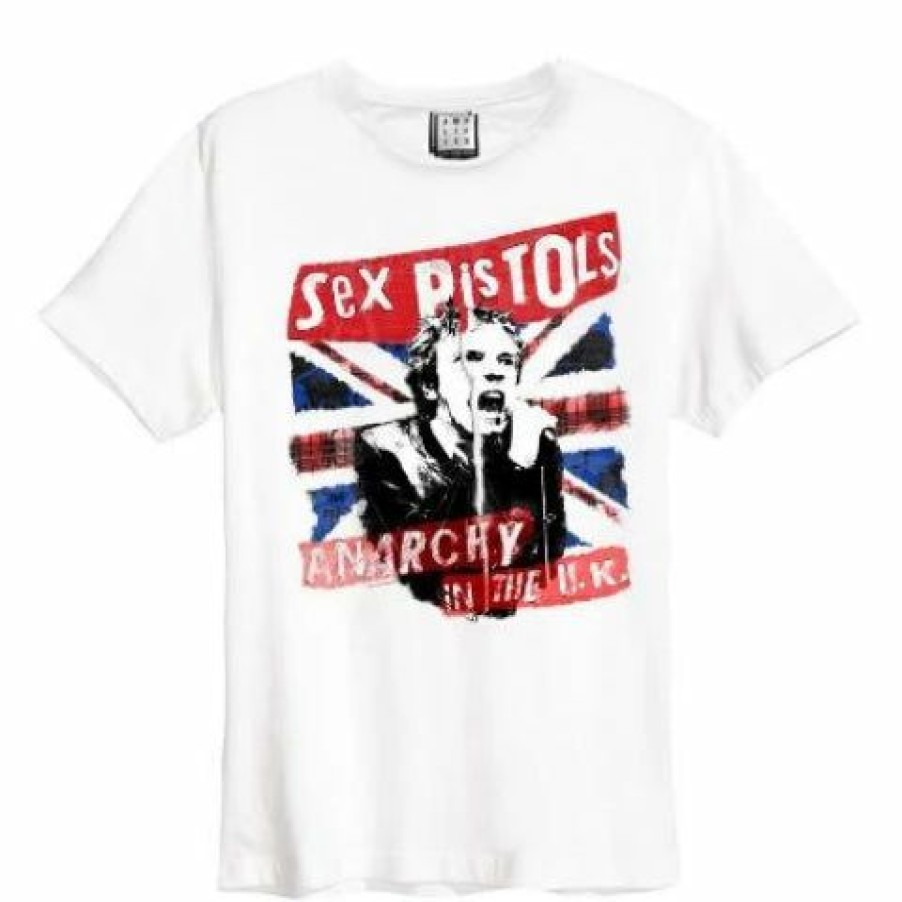 Men'S T-Shirts * | Clearance Sale Sex Pistols T Shirt Anarchy In The Uk, White