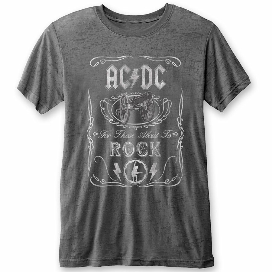 Men'S T-Shirts * | Bargain Sale Ac/Dc Burn Out T-Shirt Cannon Swig