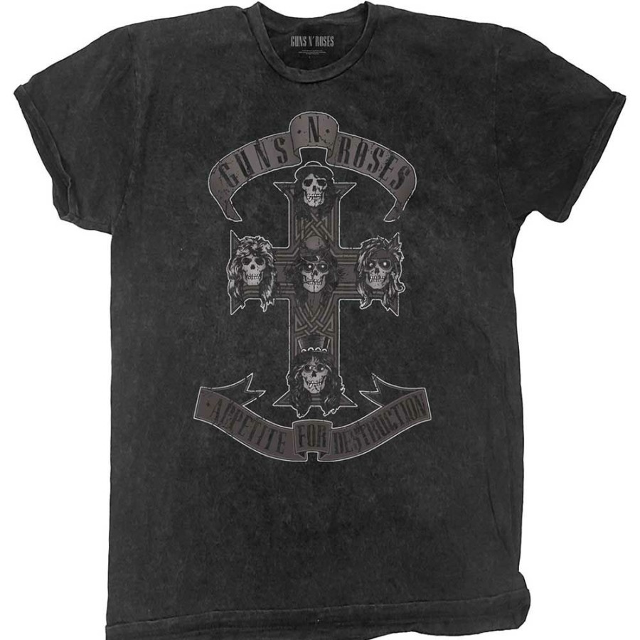 Men'S T-Shirts * | Discount Sale Guns N' Roses Burn Out T-Shirt Monochrome Cross ( Dip Dye)