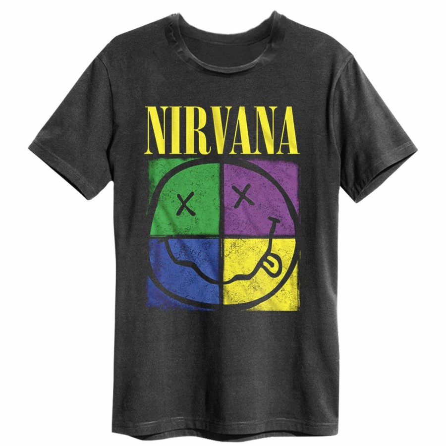 Men'S T-Shirts * | Gift Selection Nirvana T-Shirt Four Square Smiley