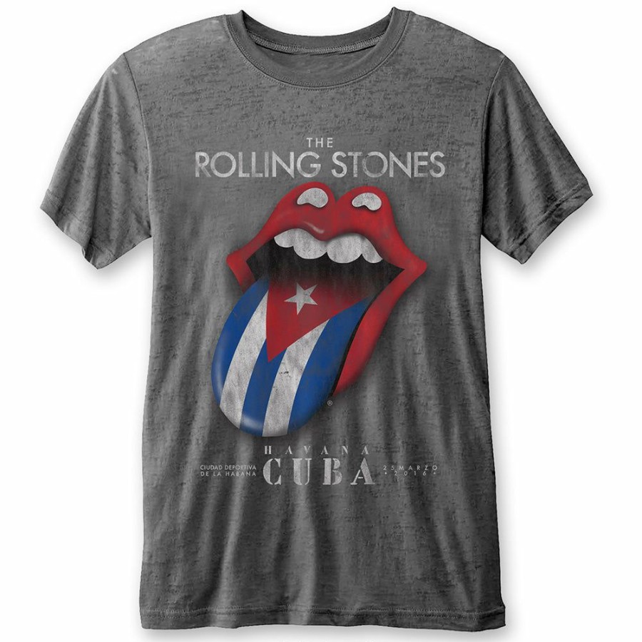 Men'S T-Shirts * | New Arrivals Rolling Stones T-Shirt Havana Cuba, Burn Out Tee