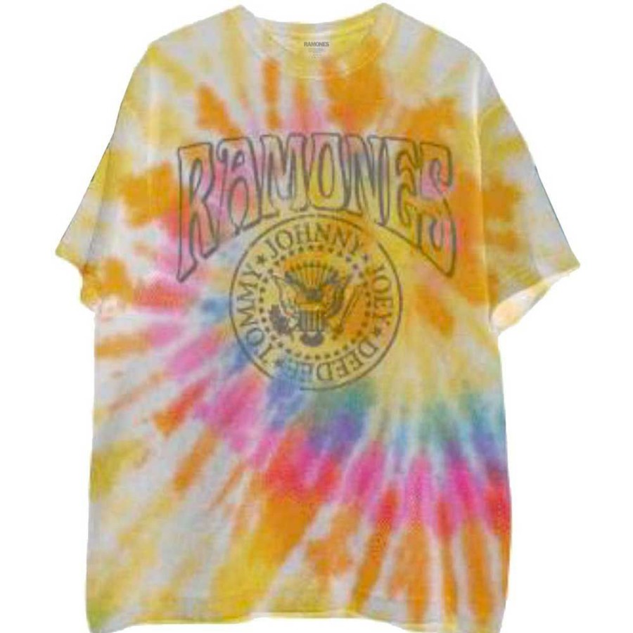 Men'S T-Shirts * | Sale Online Ramones T-Shirt Crest Psych (Dip-Dye)